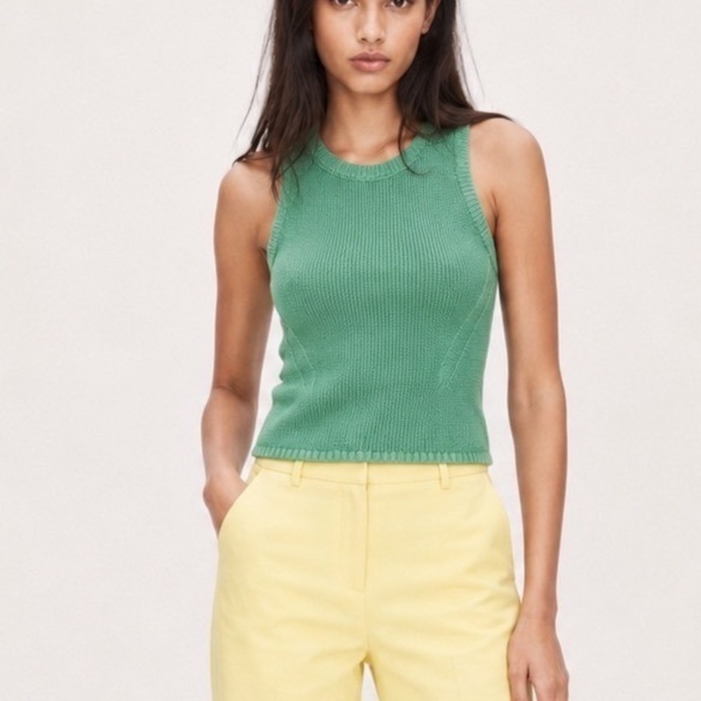Banana Republic Green Knit Tank Top Sleeveless Crew Neck Shell XS - Picture 1 of 5
